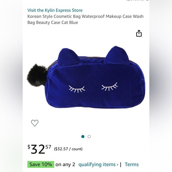 Korean Winky Cat Makeup Pouch - Picture 3 of 14